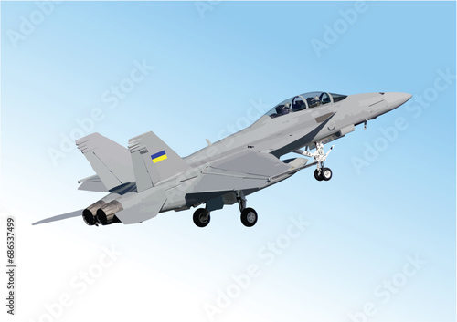 Combat aircraft. Armed. Team. Vector 3d illustration for designers