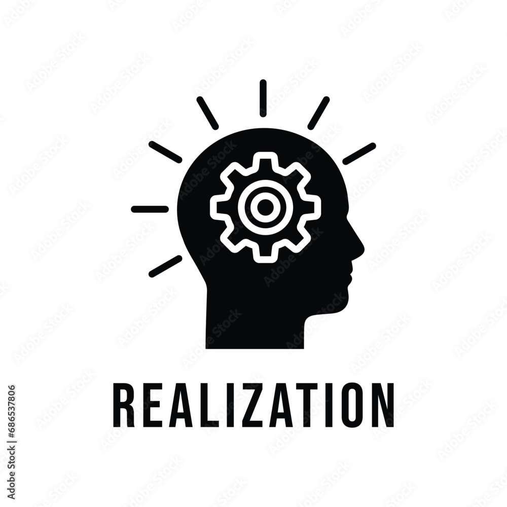 Realization icon. Simple creative element. Filled monochrome Realization icon for templates, infographics and banners Realization icon. Simple creative element. Filled monochrome Realization icon for templates, infographics and banners