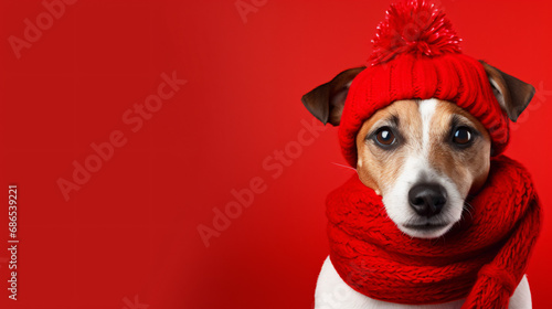 Cute Dog in a Red Hat © Natia