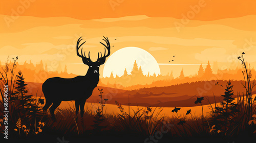 Deer silhouette in the meadow © Natia