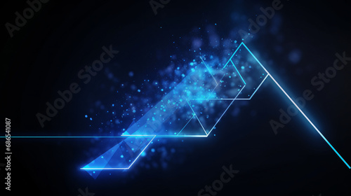 Blue arrow up made from lines triangles