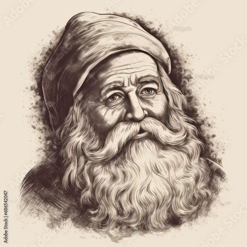 Santa claus Hand drawn vector illustration in vintage "ai generated"