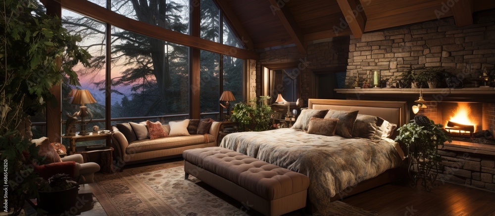 The warm bedroom suite provides rest for tired individuals The warm bedroom suite provides rest for tired individuals