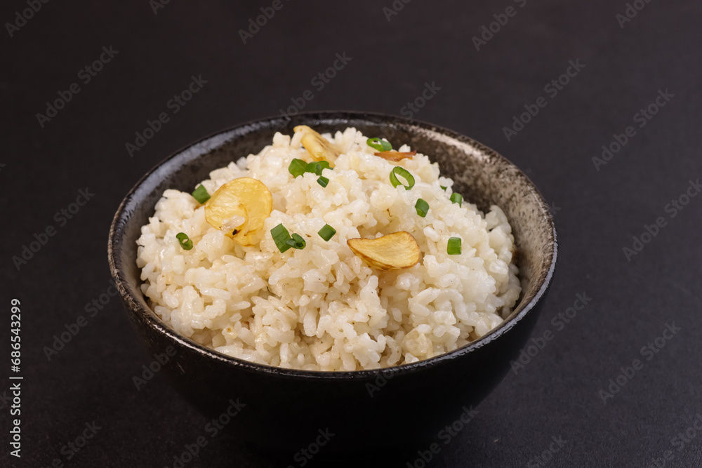 Garlic Fried Rice Served in a Bowl. Garlic Fried Rice Served in a Bowl.
