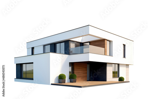 Isolated modern house with windows on white