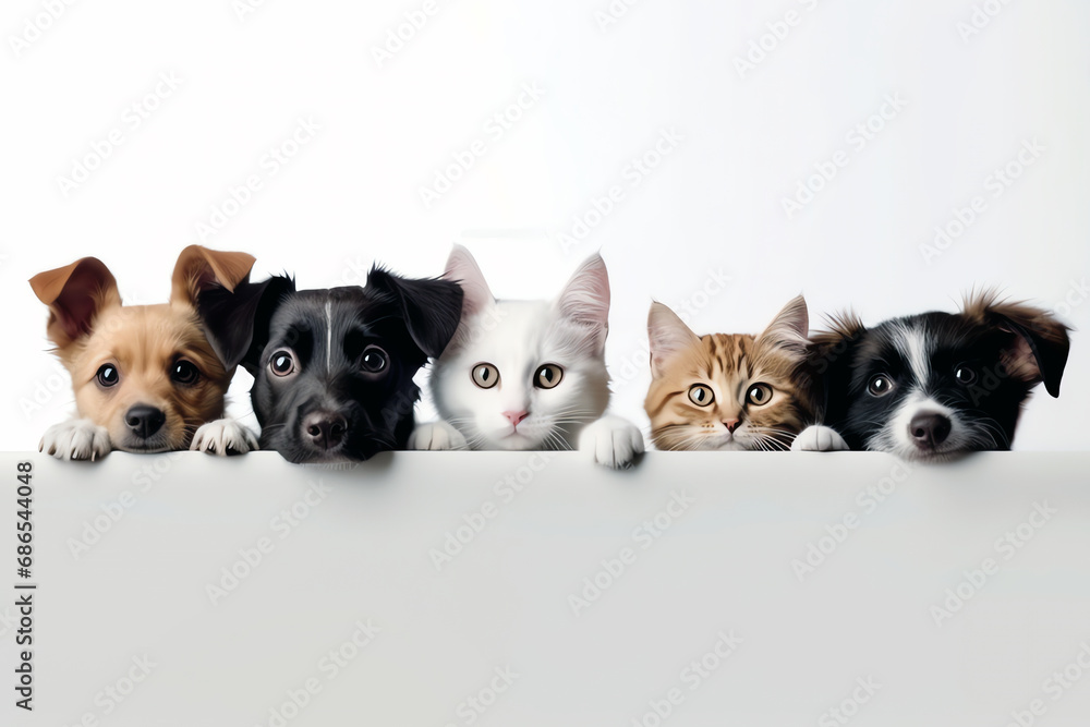 dogs and cats on white background, AI generated dogs and cats on white background, AI generated