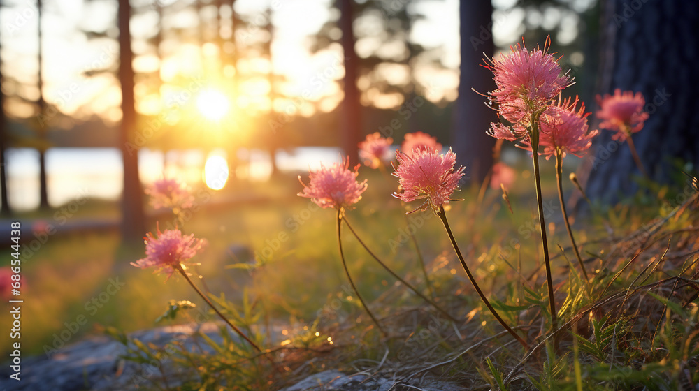 Obraz premium flowers in the morning HD 8K wallpaper Stock Photographic Image 