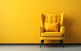 a yellow chair with a pillow