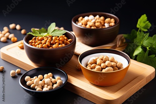 Dried chickpeas in a bowl are a staple ingredient in various dishes.