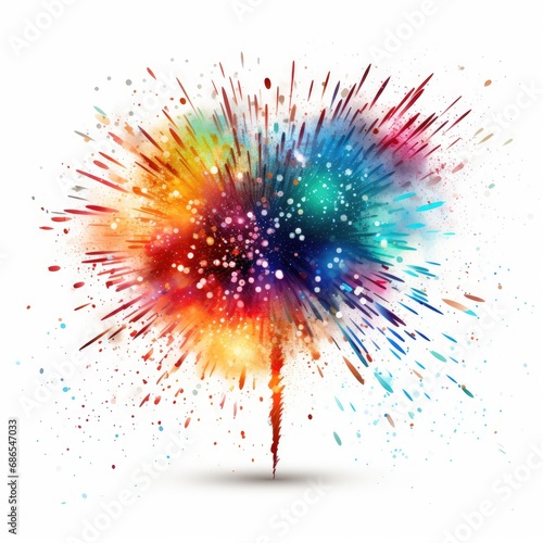 Rainbow Glitter Firework clipart on clear white background