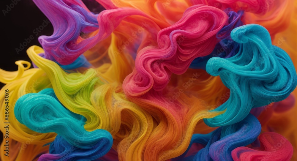 Dynamic Colorful Smoke Flow On Dark Background Wallpaper Abstract