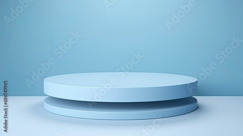 Minimal light blue podium for product display 3d rendering