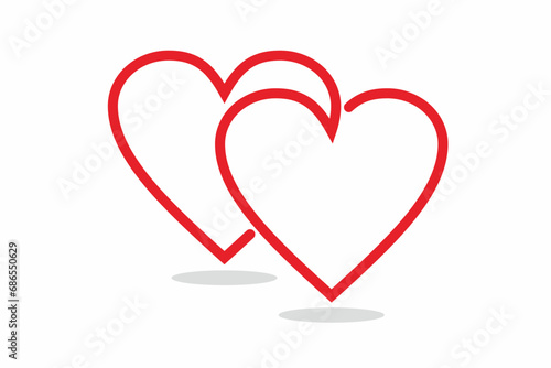 One line drawing of two hearts collide vector. Two linked heart. Love duet symbol. 
