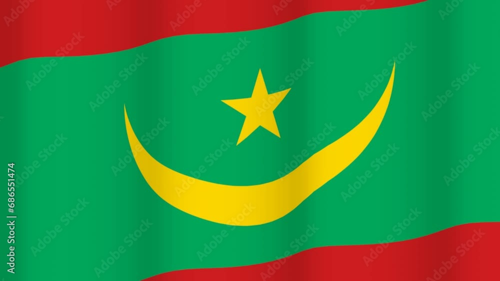 Full Screen waving flag of Mauritania Full Screen waving flag of Mauritania