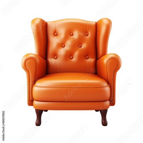 orange sofa chair isolated on transparent background,transparency 