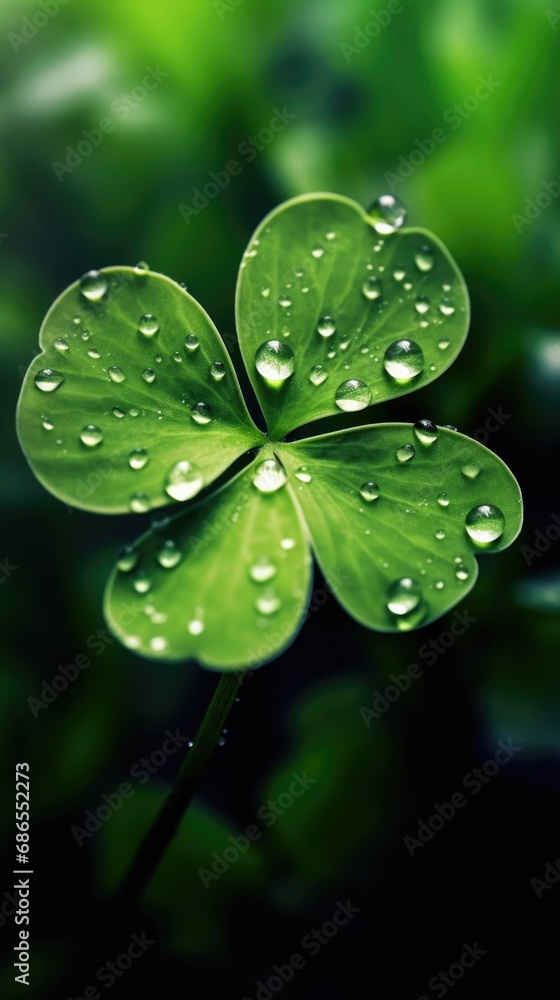 Lucky Shamrock Clover With Dew Drops for St. Patrick's Day. Lucky Shamrock Clover With Dew Drops for St. Patrick's Day.