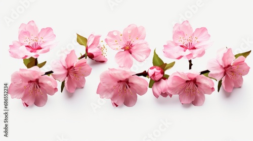 Set of collection  colorful Japanese cherry blossoms on a white background