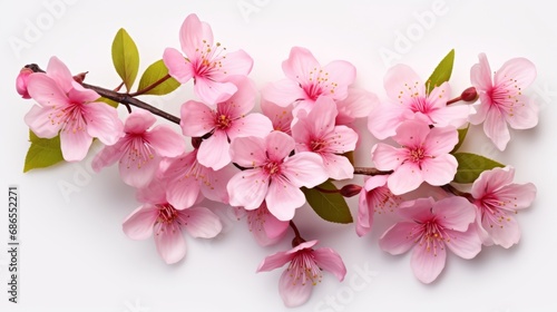 Set of collection  colorful Japanese cherry blossoms on a white background