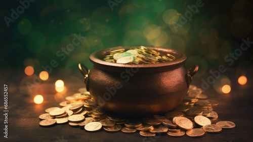 St. Patrick's Day Pot of Gold Coins Irish Tradition.