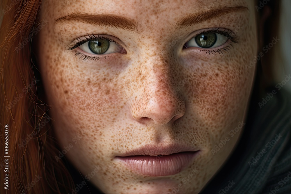 A young and beautiful red-haired woman with freckles, exuding natural charm and a happy expression. A young and beautiful red-haired woman with freckles, exuding natural charm and a happy expression.