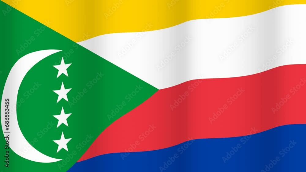 Full Screen waving flag of Comoros Full Screen waving flag of Comoros