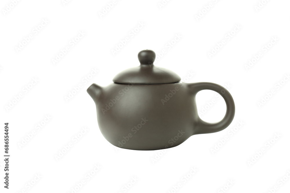 PNG, Asian tea concept, black teapot, isolated on white background.