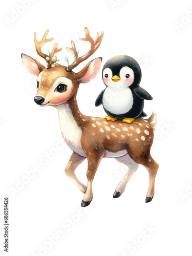 Winter PNG, Pinguin und Rentier