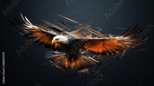 Eagle flying swoop from lines triangles photo