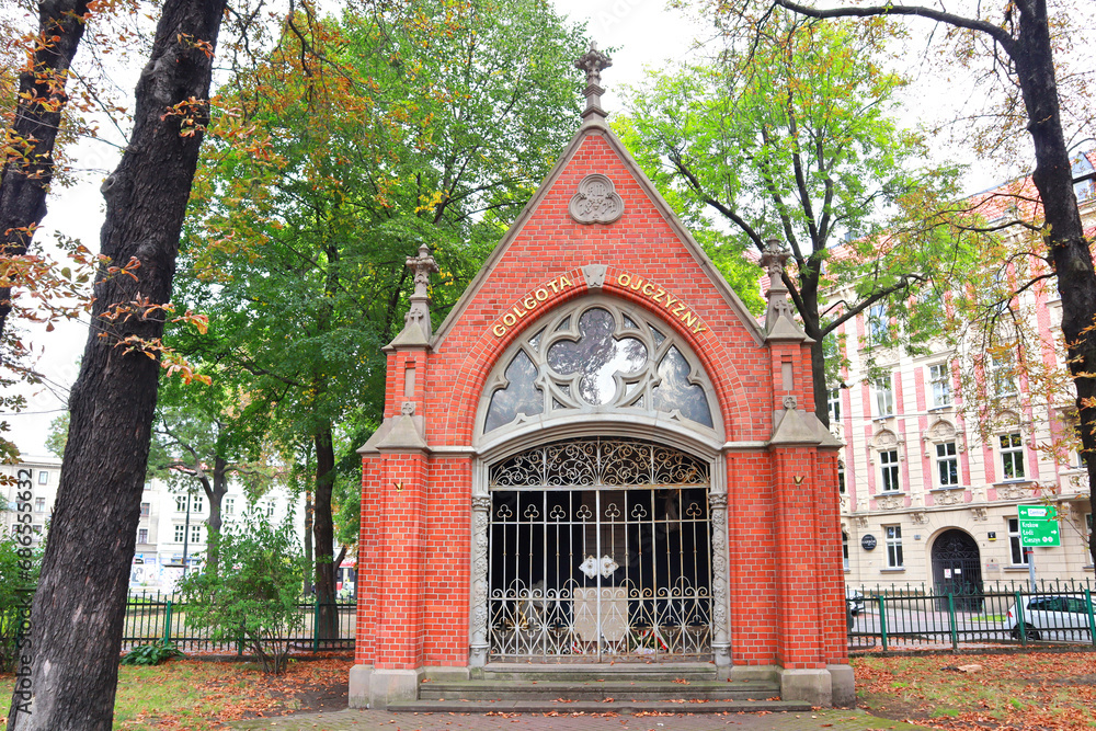 Red brick chapel near St. Mary's Church in Katowice, Poland Red brick chapel near St. Mary's Church in Katowice, Poland