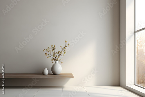 Home mockup, minimalist decorated interior background 3d rendering. generative ai. photo