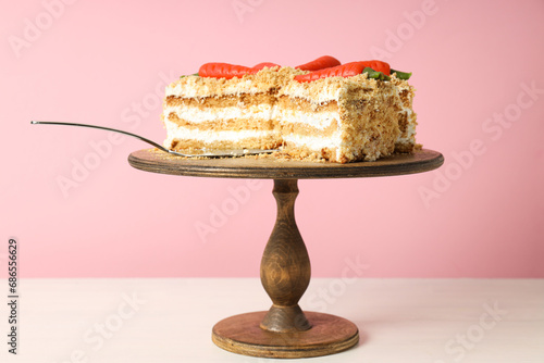 Tasty and delicious food concept - carrot cake