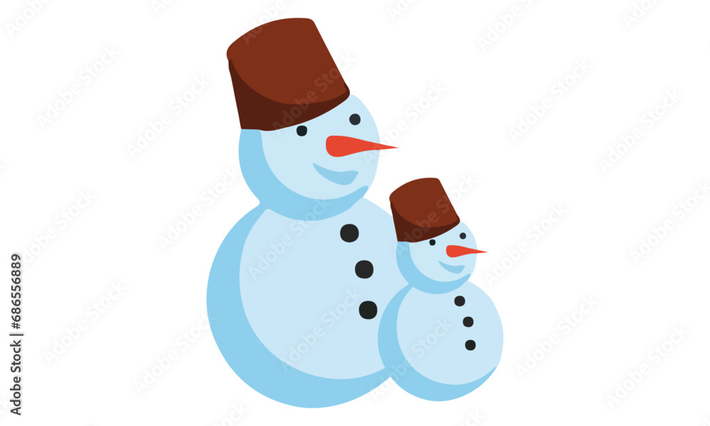 Snowman with Hat Illustration Vector Image Isolated
