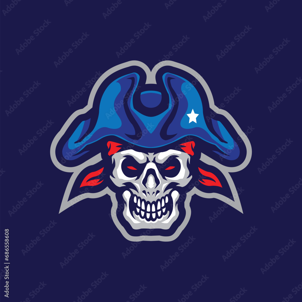Skull patriot mascot logo design vector with modern illustration concept style for badge, emblem and t shirt printing. Skull patriot illustration for sport and esport team.