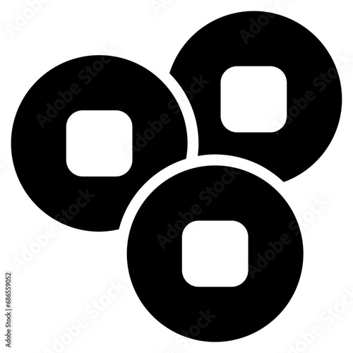 coins icon with glyph style and pixel perfect base. Suitable for website design, logo, app and UI. Based on the size of the icon in general, so it can be reduced.