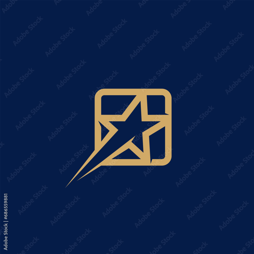 Golden star logo design. Vector illustration of Golden star on dark background. modern logo design vector icon template