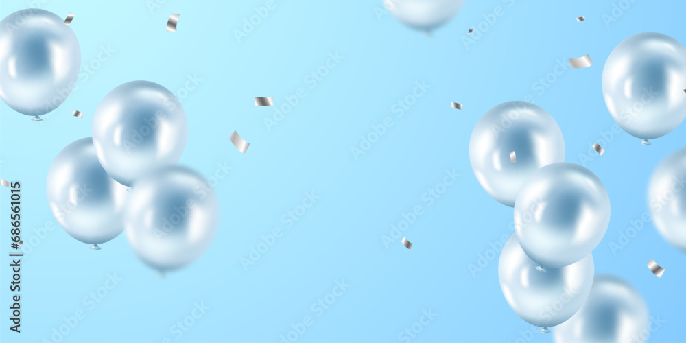 Celebration background with beautifully arranged blue balloons. Vector 3D illustration design Celebration background with beautifully arranged blue balloons. Vector 3D illustration design