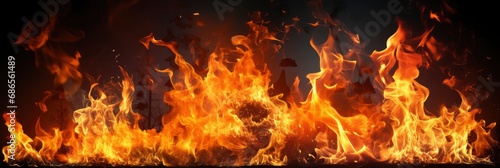 Fire Embers Particles Over Black Background , Banner Image For Website, Background, Desktop Wallpaper