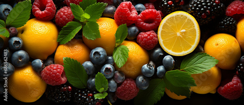 Gesunde Vielfalt: Frischer Mix aus Orangen, Beeren und Minze © PhotoArtBC