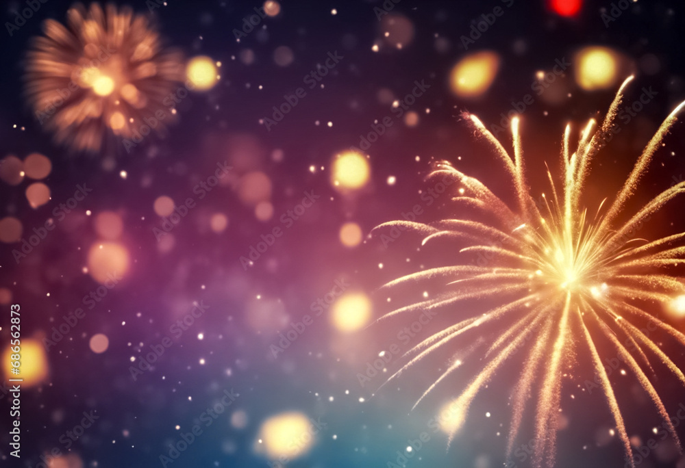 Obraz premium Luminosa Partenza- Sfondo Creativo con Spazio per Auguri e Fuochi d'Artificio