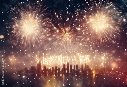 Celebrazione Scintillante- Sfondo Festivo con Fuochi d'Artificio per il Nuovo Anno