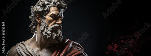 Ancient Greek philosopher. copy space photo