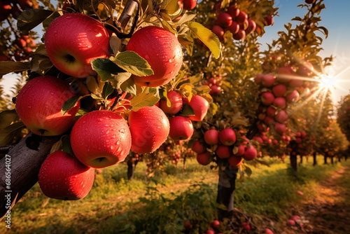 Fall Harvest Bliss Bountiful Apple Trees in a Picturesque Orchard Created with generative AI tools