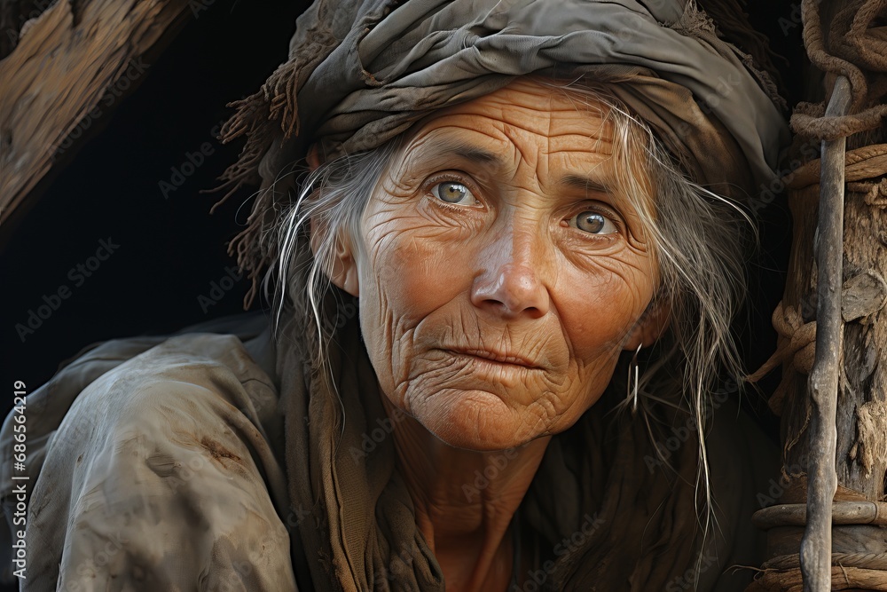 Very old woman in bad and old clothes Very old woman in bad and old clothes