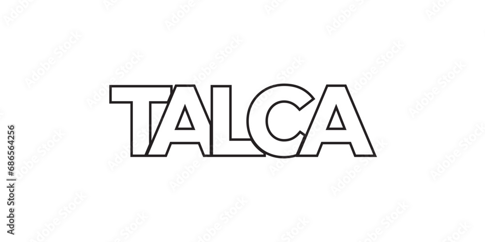 Talca in the Chile emblem. The design features a geometric style, vector illustration with bold typography in a modern font. The graphic slogan lettering. Talca in the Chile emblem. The design features a geometric style, vector illustration with bold typography in a modern font. The graphic slogan lettering.