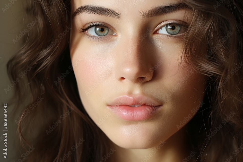 woman's face close up in soft light woman's face close up in soft light