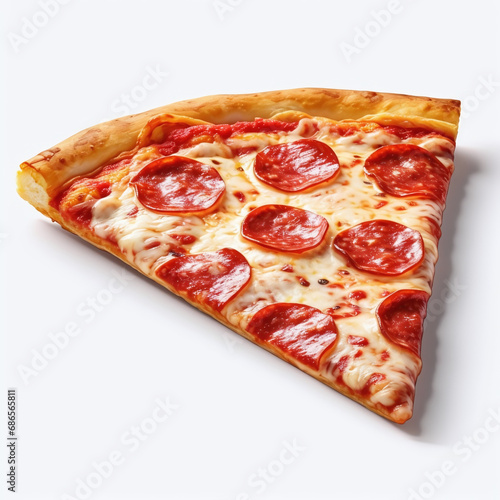 slice of pizza on white bg