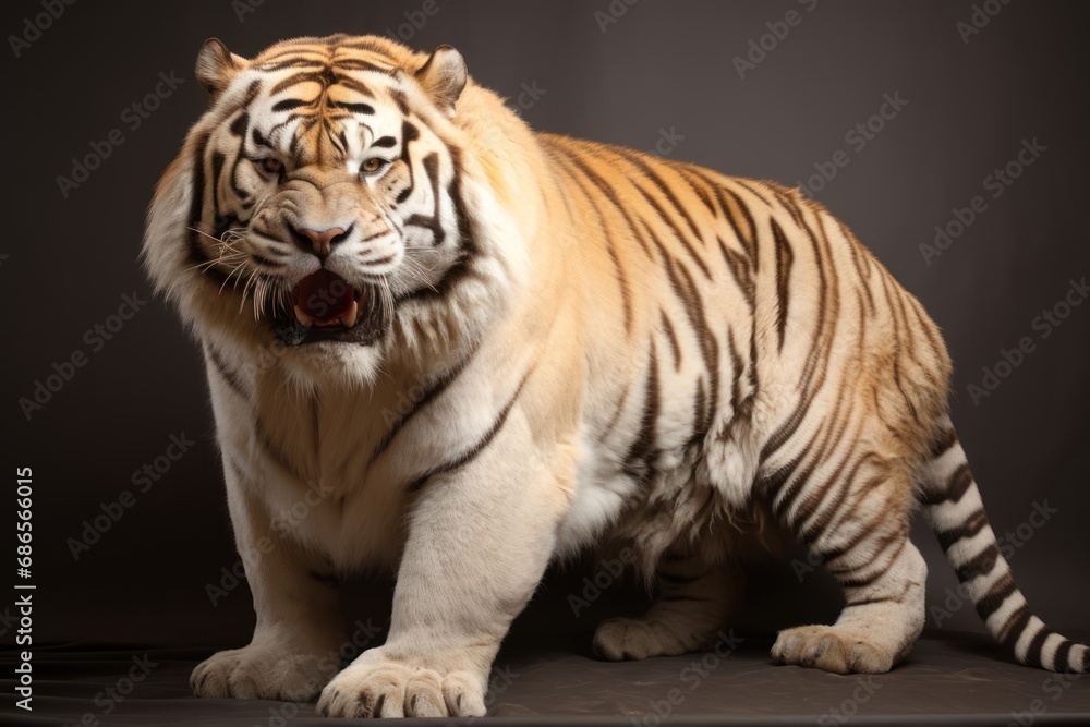 Obraz premium very fat old bengal tiger full body portrait isolated