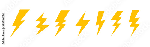 lightning bolt flash vector illustration set