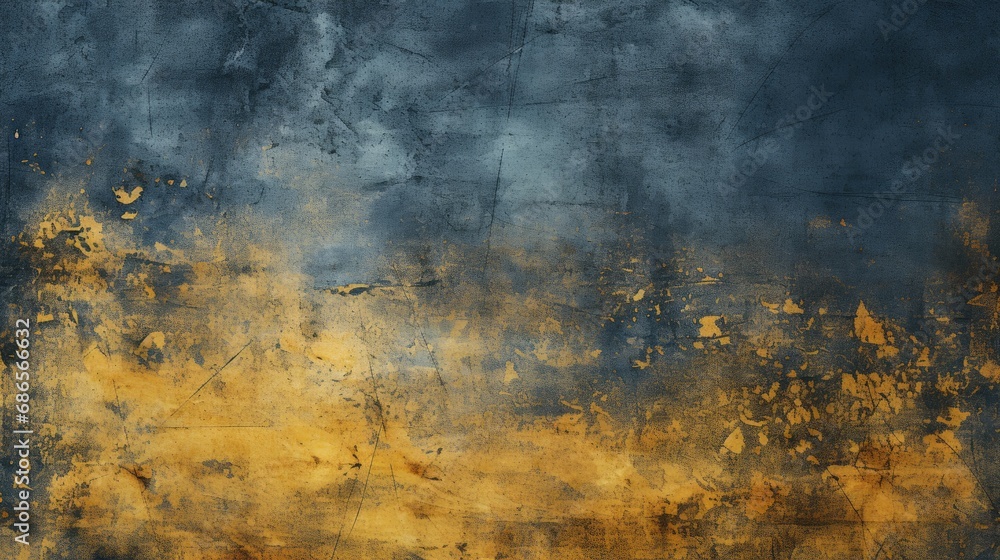 Vintage Grunge Textured Background in Blue and Gold