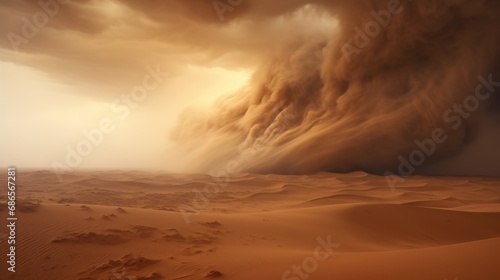 Beautiful sandstorm in the desert.